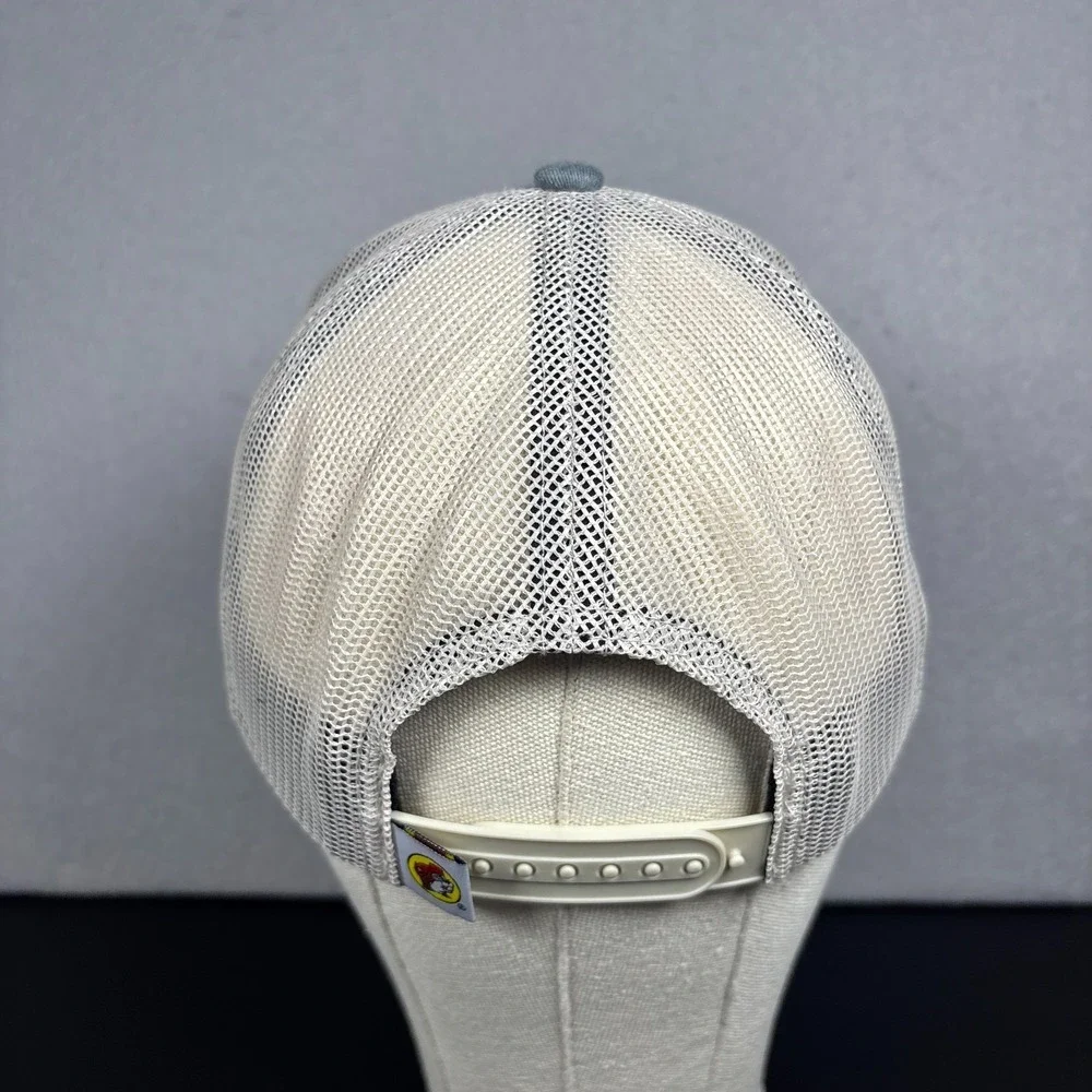 Buc-ees Beaver Original Leather Patch Snapback Trucker Hat Gray Tan Unisex OSFM